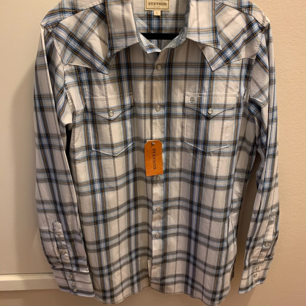 Long sleeve Stetson shirt pearl snap buttons large